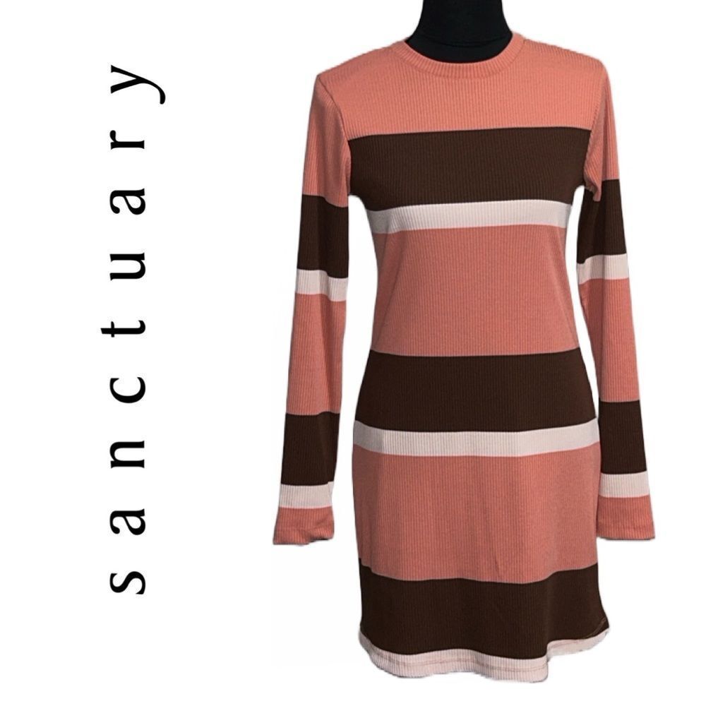 Sanctuary Womenโs Stripedโ LongโSleeve Dress - Size Small